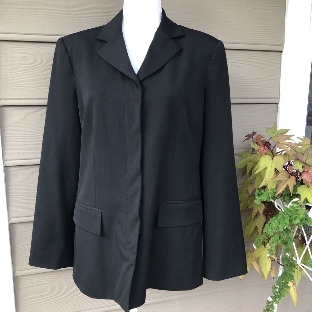 Vintage Nine West Black Minimalist Dark Academia Jacket Blazer 14 Classic